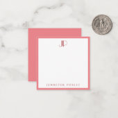 カリスマレッドモダンテンプレートイニシャルモノグラム ノートカード (正面/裏面インサイチュ)