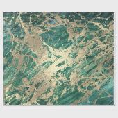 カリトロピカルグリーンゴールデンメタリックガラスストローク ラッピングペーパー (フラット)