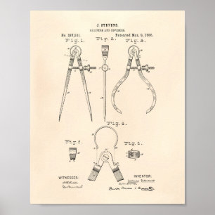 カリパスおよびディバイダー1886のパテントの芸術古いPeper ポスター