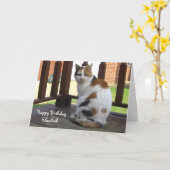 カリパーソナライズされたコ猫誕生日 カード (黄色い花)
