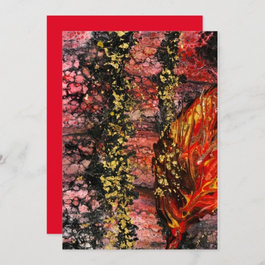 カリフインスパイアォニアの炎の赤い金ゴールド炎で 招待状 (正面/裏面)