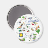 カリフォルナイ地図ラウンドマグネット マグネット (正面/裏面)