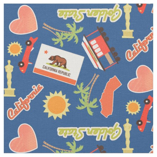 カリフォルニアおもしろいパターン ファブリック (クローズアップ)