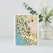 カリフォルニアおもしろいヴィンテージマップ ポストカード (スタンド正面)