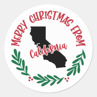 カリフォルニアからのホリデーステッカー ラウンドシール