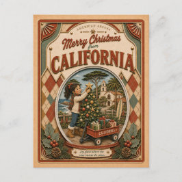 カリフォルニアからのメリークリスマス ビンテージスノーグローブ シーズンポストカード