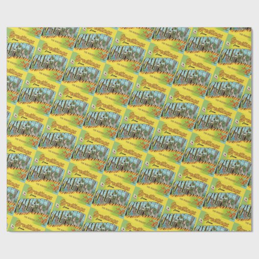 カリフォルニアからのヴィンテージ旅行の挨拶 ラッピングペーパー (フラット)