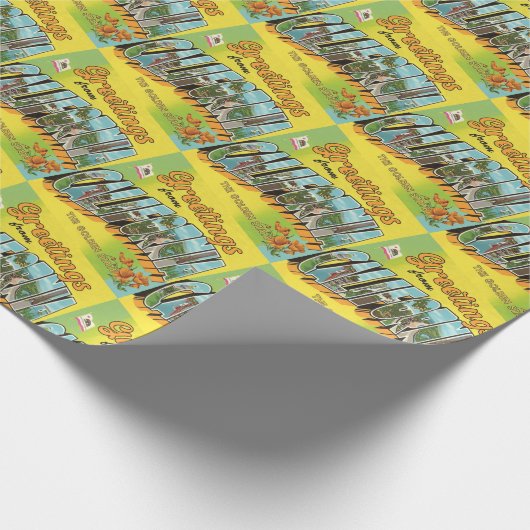 カリフォルニアからのヴィンテージ旅行の挨拶 ラッピングペーパー (角)