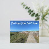 カリフォルニアからの挨拶：海に避難 ポストカード (スタンド正面)