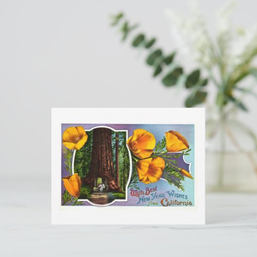 カリフォルニアからの最も最高のな新年の願いを使って シーズンポストカード (スタンド正面)