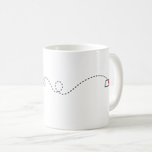 カリフォルニアからマサチューセッツ州 – ハート2ハート コーヒーマグカップ (正面右)