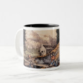 カリフォルニアで採鉱する金ゴールド ツートーンマグカップ (正面左)