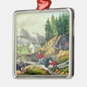 カリフォルニアで採鉱する金ゴールド メタルオーナメント (左)