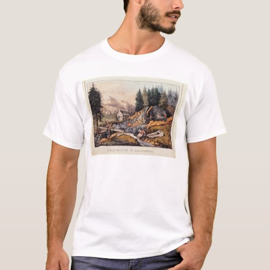 カリフォルニアで採鉱する金ゴールド Tシャツ (正面)