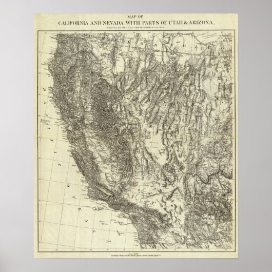 カリフォルニアとネバダの地図 ポスター (正面)