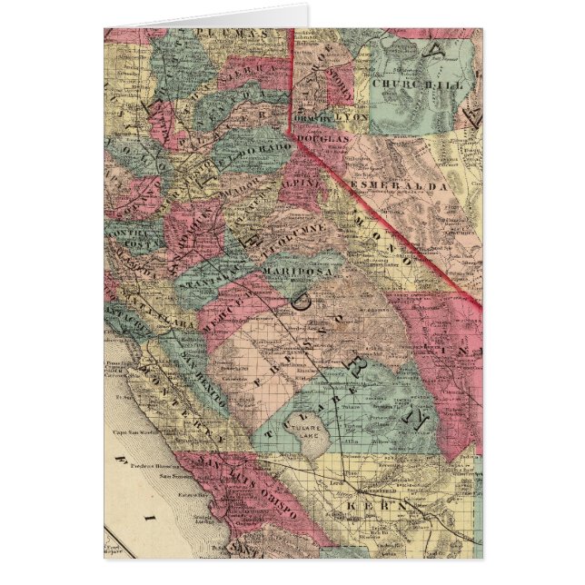 カリフォルニアとネバダの州の地図 (正面)