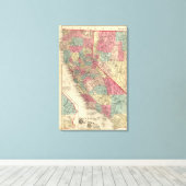 カリフォルニアとネバダの州の地図 キャンバスプリント (インサイチュ (ウッドフロア))