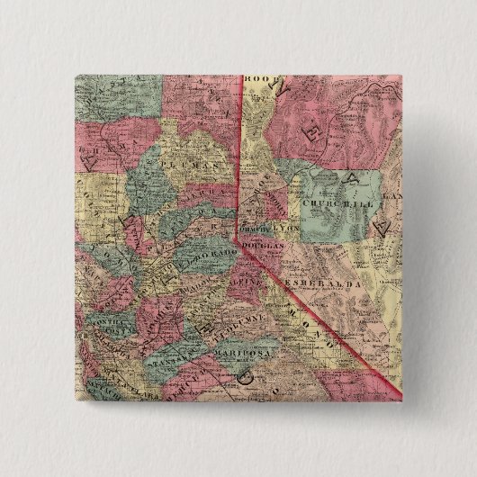 カリフォルニアとネバダの州の地図 缶バッジ (正面)