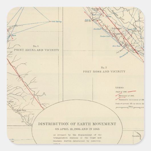 カリフォルニアにおける地球運動の分布 スクエアシール (正面)