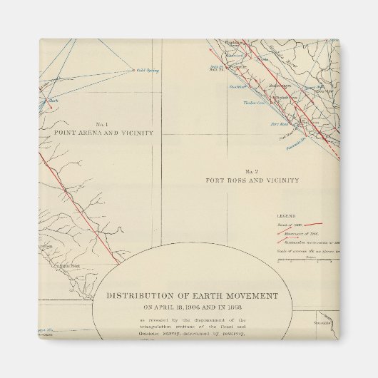 カリフォルニアにおける地球運動の分布 マグネット (正面)