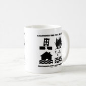 カリフォルニアには四季のアイコンが地震の火災 コーヒーマグカップ (正面右)