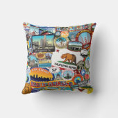 カリフォルニアによってすごいステッカーのコラージュパターン クッション (裏面)