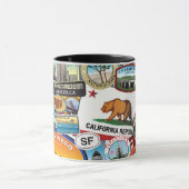 カリフォルニアによってすごいステッカーのコラージュパターン マグカップ (中央)