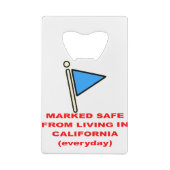 カリフォルニアに住むことから安全にマーク# クレジットカード栓抜き (裏面)