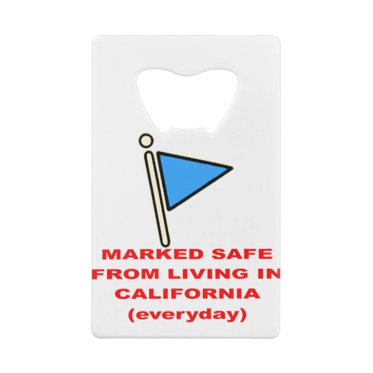 カリフォルニアに住むことから安全にマーク# クレジットカード栓抜き (裏面)