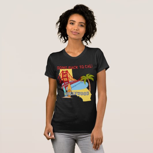 カリフォルニアに戻る Women's Bella+Canvas ダーク Tシャツ (正面フル)