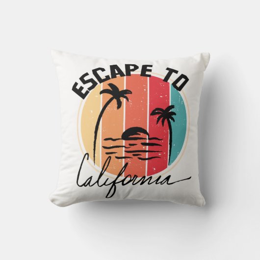 カリフォルニアに脱出カラフルレトロヴィンテージサンセット クッション (正面)