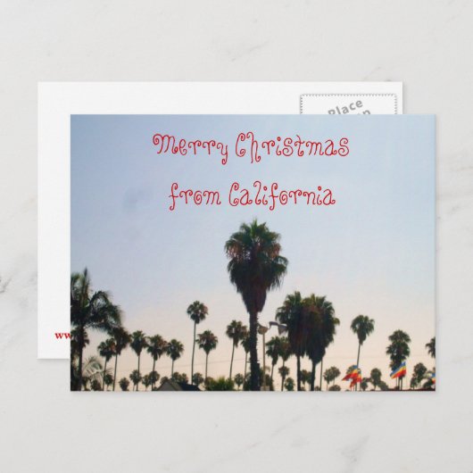 カリフォルニアのはがきからメリークリスマス シーズンポストカード (正面/裏面)