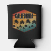 カリフォルニアのサンセットヤシの木の夏 缶クーラー (裏面)