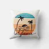 カリフォルニアのサンセットレトロヴィンテージ クッション (裏面)