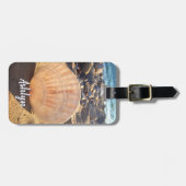 カリフォルニアのサンディビーチシーシェル写真名前をカスタムする ラゲッジタグ (正面横)