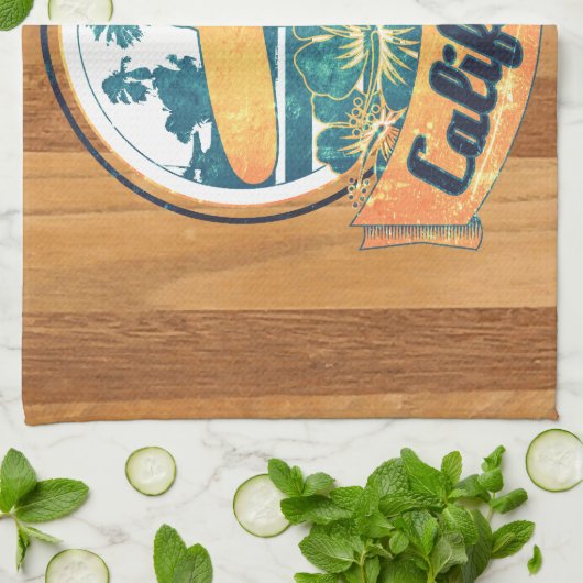 カリフォルニアのサーフボード キッチンタオル (折り畳み)