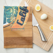 カリフォルニアのサーフボード キッチンタオル (四つ折り)