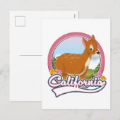 カリフォルニアのシカのバカンスロゴ シーズンポストカード (正面/裏面)