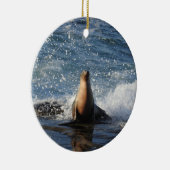 カリフォルニアのシーライオン、野生生物、陶器オーナメント セラミックオーナメント (右)