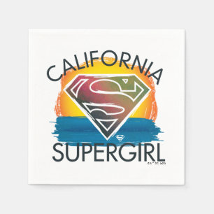 カリフォルニアのスーパーガールサンセットグラフィック スタンダードカクテルナプキン