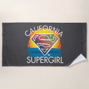 カリフォルニアのスーパーガールサンセットグラフィック ビーチタオル