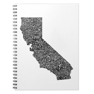 カリフォルニアのタイポグラフィの地図 ノートブック