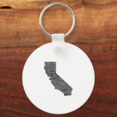 カリフォルニアのタイポグラフィ地図 キーホルダー (正面)