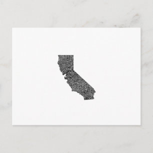 カリフォルニアのタイポグラフィ地図 ポストカード