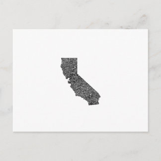 カリフォルニアのタイポグラフィ地図 ポストカード