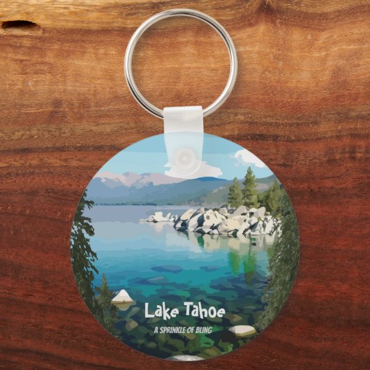 カリフォルニアのタホ湖きらきら光るA散水 キーホルダー (正面)