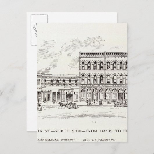 カリフォルニアのノースサイド・デイビスとフロント ポストカード (正面/裏面)