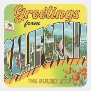 カリフォルニアのビンテージ旅行の挨拶 スクエアシール