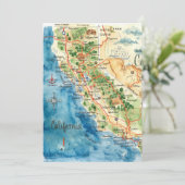 カリフォルニアのビンテージ水彩画旅行地図アート シーズンカード (スタンド正面)