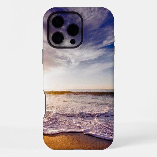 カリフォルニアのビーチサンセット iPhoneケース (裏面)